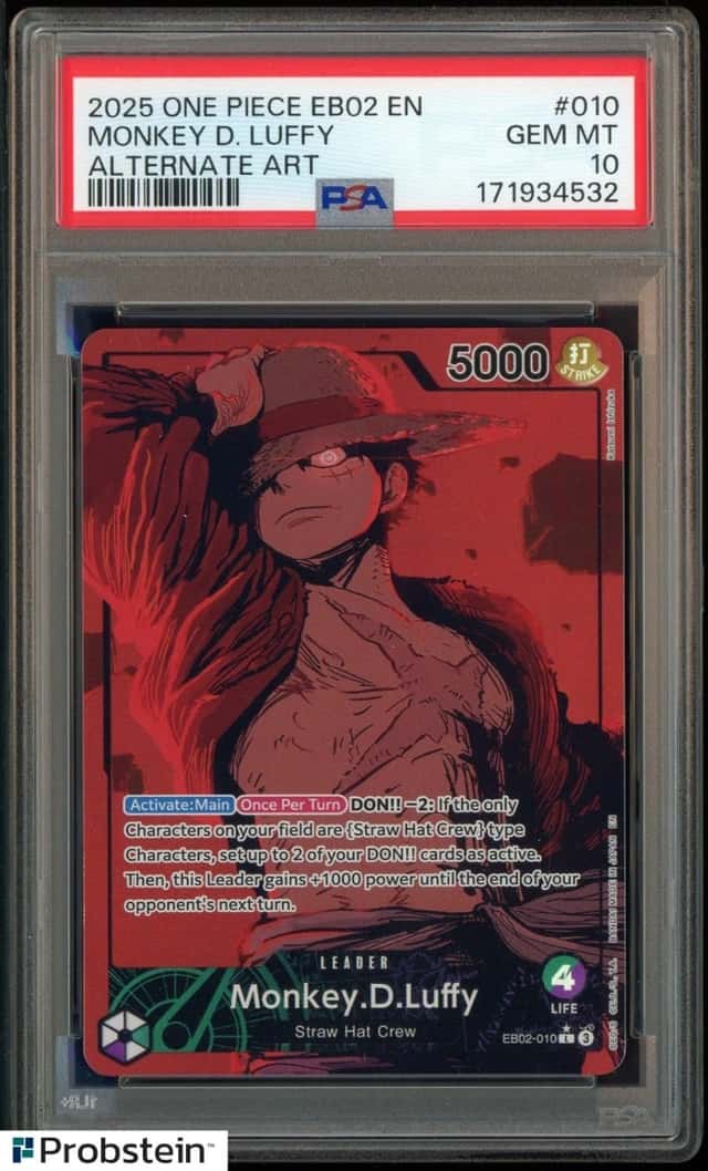 2025 One Piece EB02 EN Alternate Art #010 Monkey D Luffy PSA 10 GEM MINT