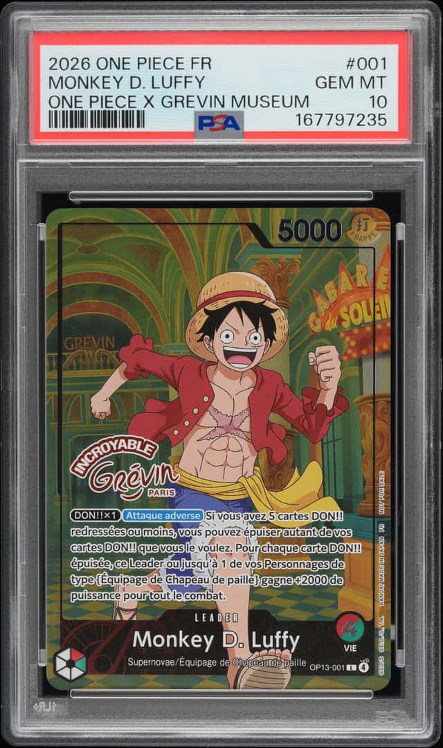 One Piece Monkey D Luffy OP13-001 X Museum Grevin Promo Paris Exclusive PSA 10