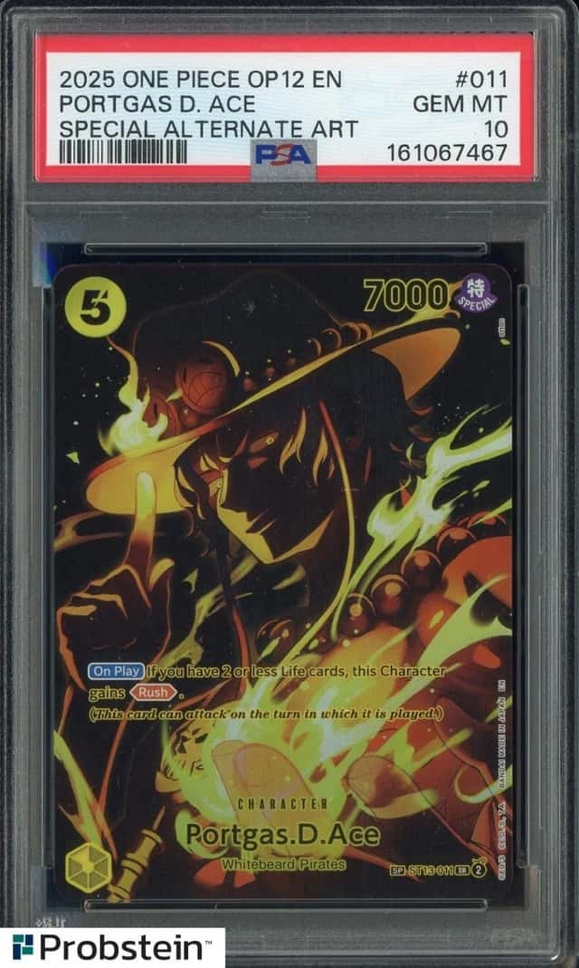 2025 One Piece OP12 EN Special Alternate Art #011 Portgas D Ace PSA 10