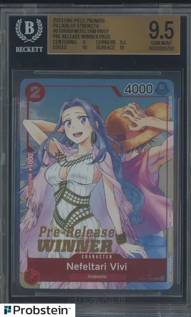 2022-23 One Piece Promos ST01009 nefeltari Vivi OP03 Pre-Release Winner BGS 8.5