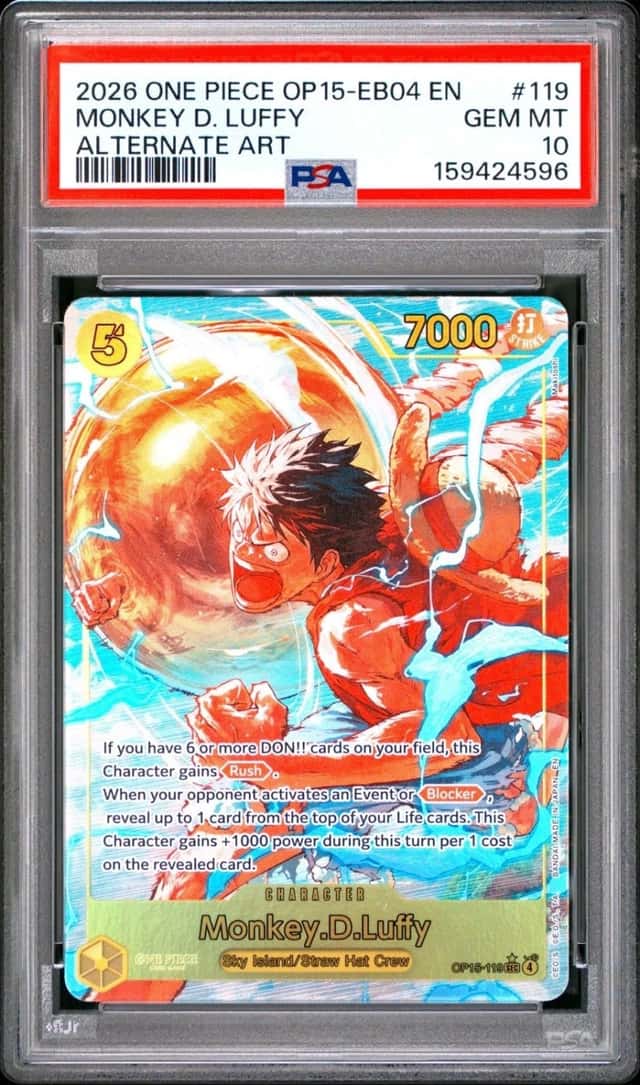 2026 One Piece OP15 EB04 EN Monkey D Luffy Alternate Art #119 PSA 10 GEM MINT