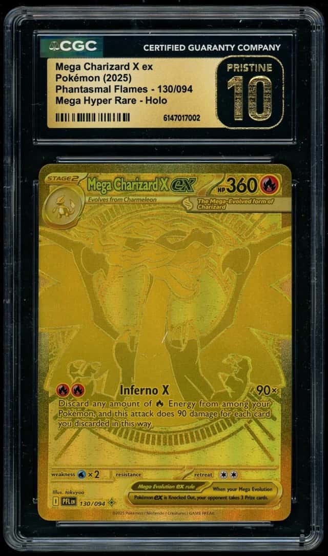 Pokémon Mega Charizard X ex 2025 Phantasmal Flames 130/094 MHR CGC PRISTINE 10