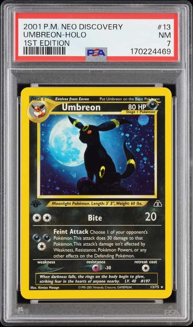 2001 POKEMON NEO DISCOVERY 1ST EDITION #13 UMBREON-HOLO PSA 7