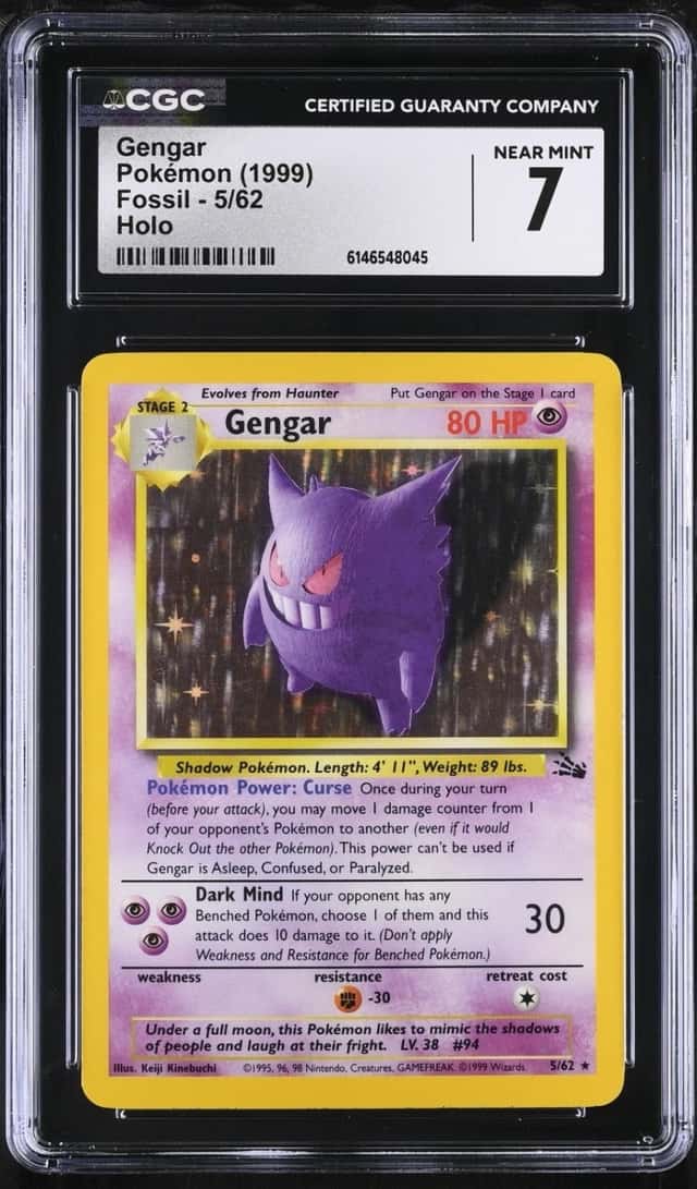 1999 Pokemon Fossil Gengar Holo Rare 5/62 CGC 7