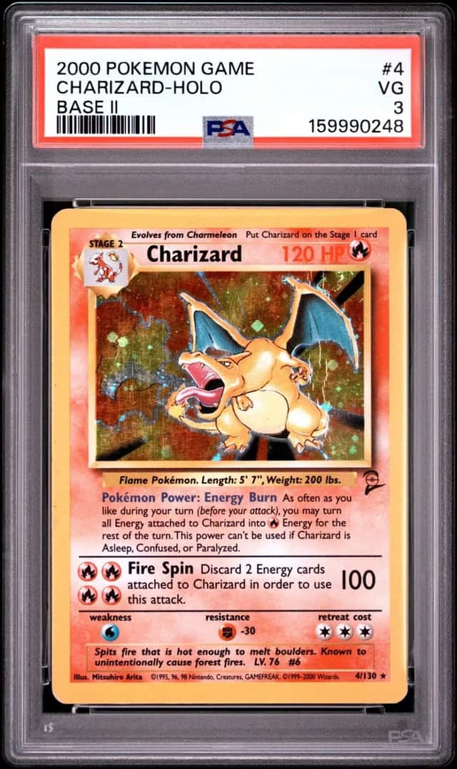 2000 POKEMON BASE SET 2 #4 CHARIZARD-HOLO PSA 3