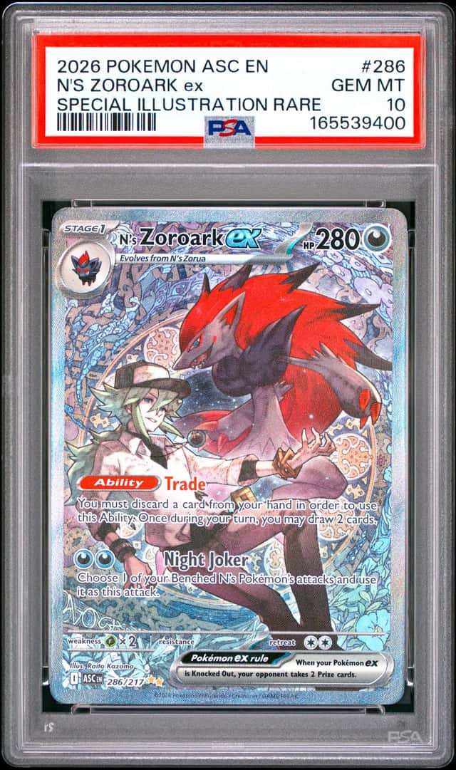 2026 POKEMON ASC EN-SPECIAL ILLUSTRATION RARE #286 N'S ZOROARK EX PSA 10