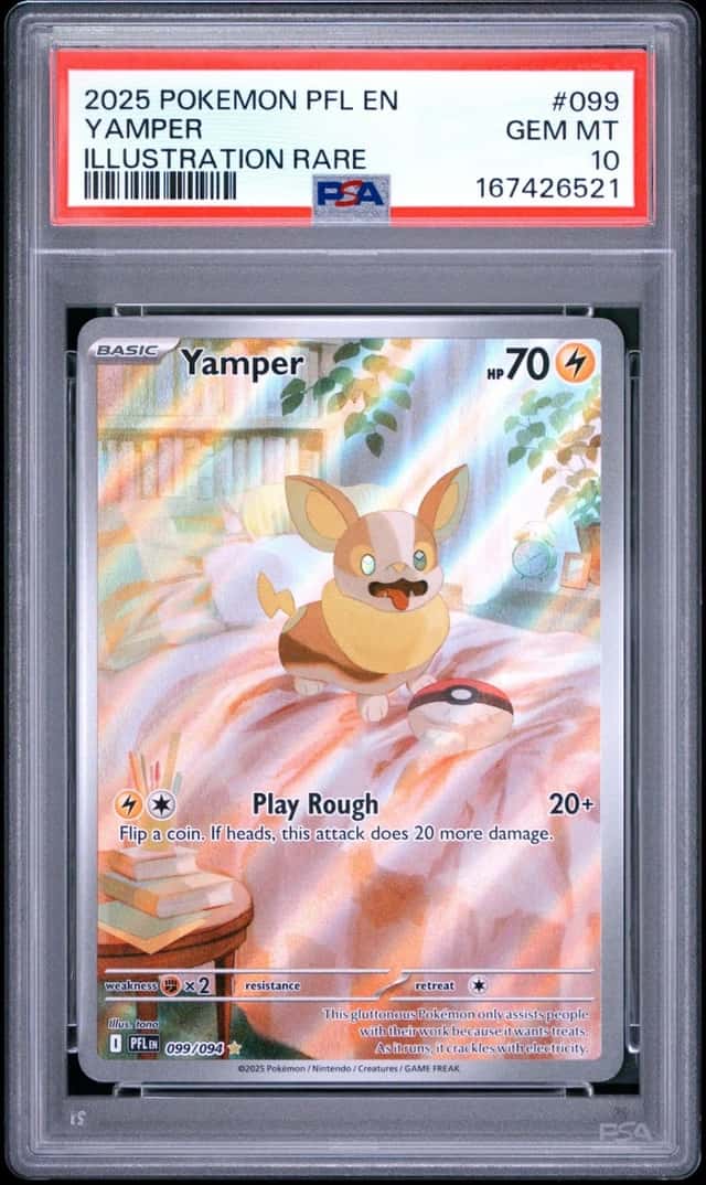 2025 POKEMON PFL EN-PHANTASMAL FLAMES ILLUSTRATION RARE #099 YAMPER PSA 10