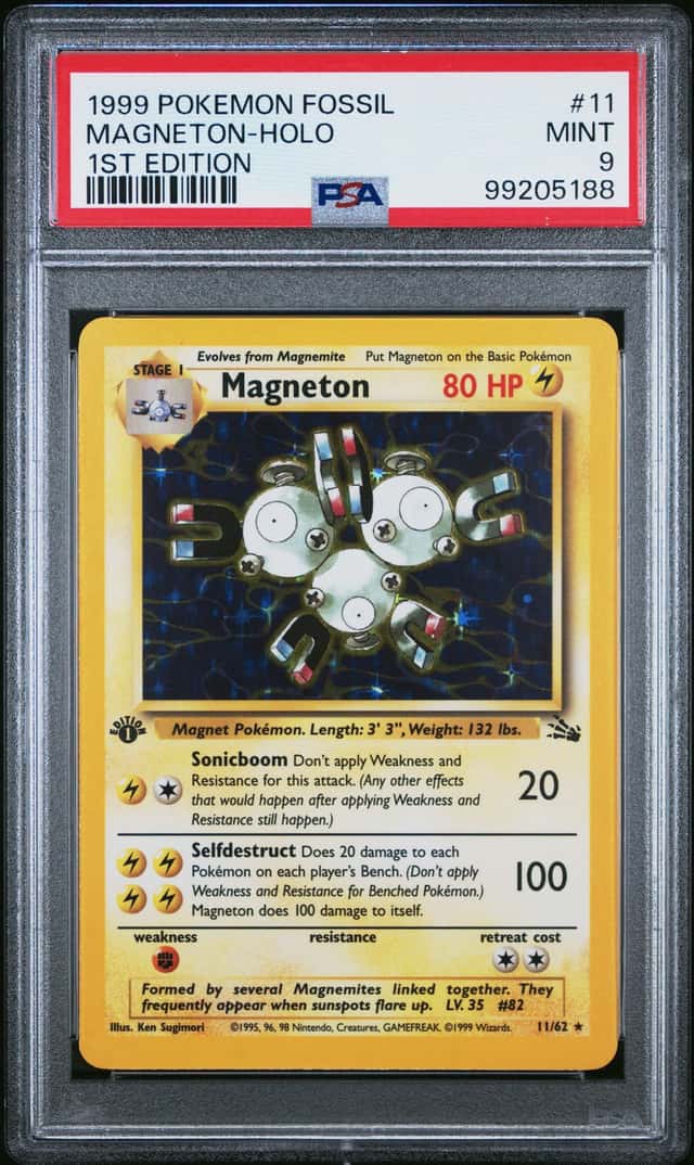 1999 Pokemon Fossil 1st Edition #11 Magneton Holo PSA 9 MINT