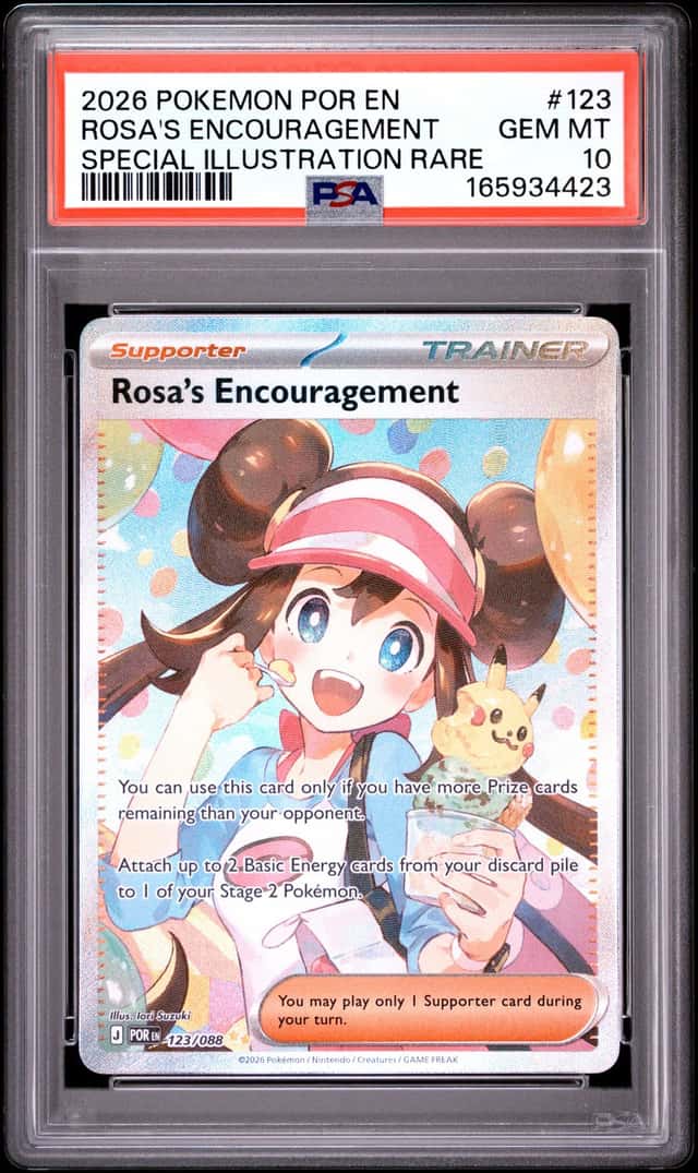 2026 POKEMON POR SPECIAL ILLUSTRATION RARE #123 ROSA'S ENCOURAGEMENT PSA 10