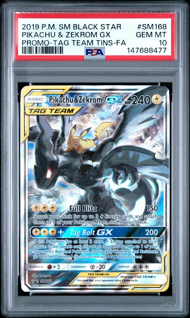 2019 Pokemon SM Black Star Promos Pikachu & Zekrom Tag Team #SM168 PSA 10