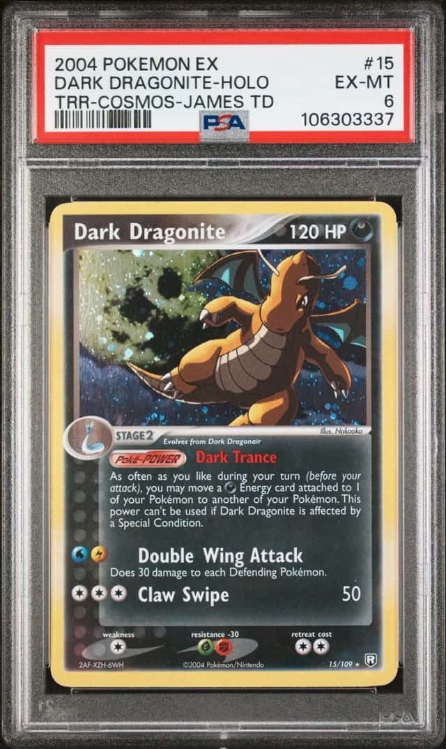 2004 POKEMON EX TEAM ROCKET RETURNS #15 DARK DRAGONITE-HOLO PSA 6