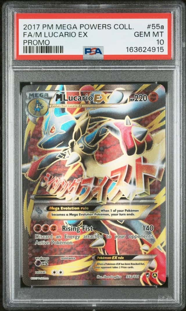 2017 POKEMON MEGA POWERS COLLECTION PROMO #55A FULL ART/M LUCARIO EX PSA 10