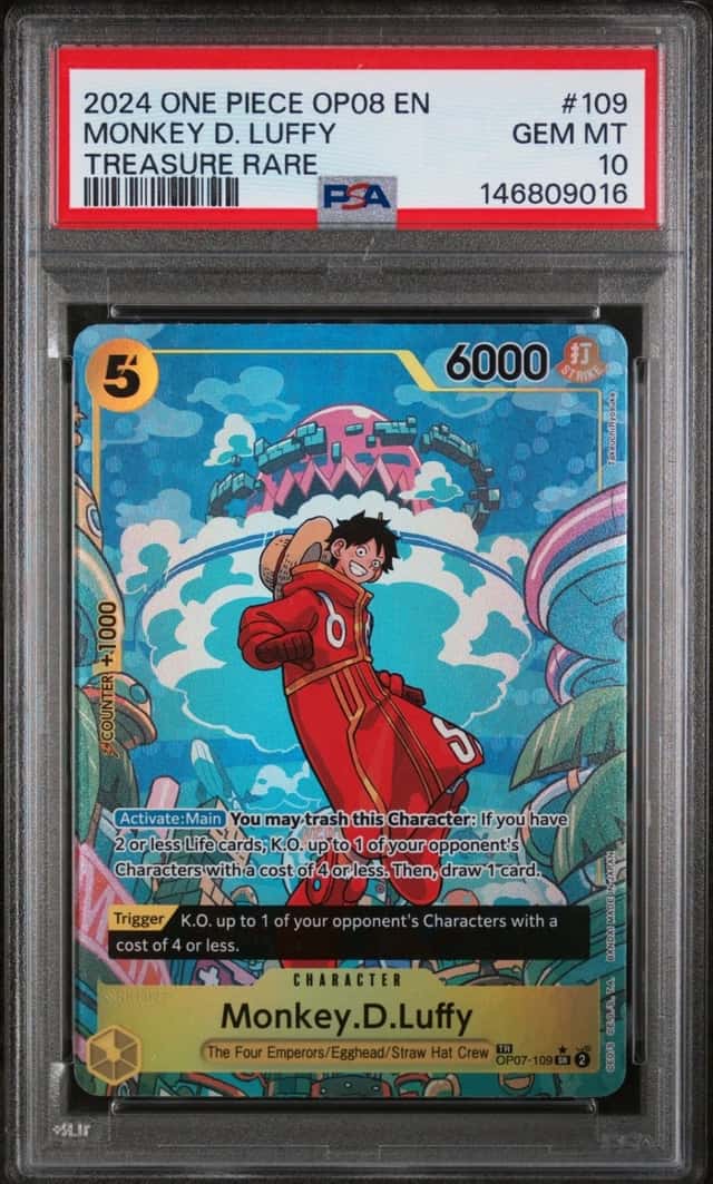 One Piece Monkey D. Luffy Two Legends OP08-109 Treasure Rare PSA 10 Gem Mint