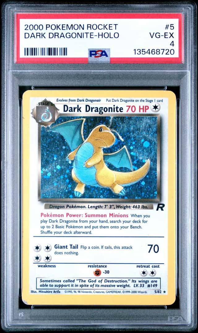 2000 Pokemon Team Rocket Dark Dragonite Holo #5/82 PSA 4