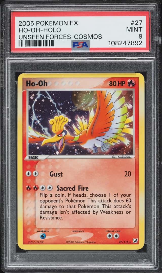 2005 Pokemon EX Unseen Forces Cosmos Holo Ho-Oh #27 PSA 9 MINT