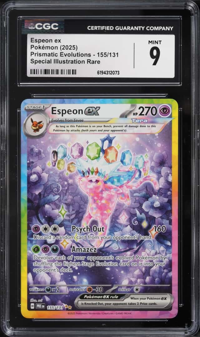 2025 Pokemon Scarlet & Violet Prismatic Evolutions SIR Espeon Ex #155 CGC 9 MINT