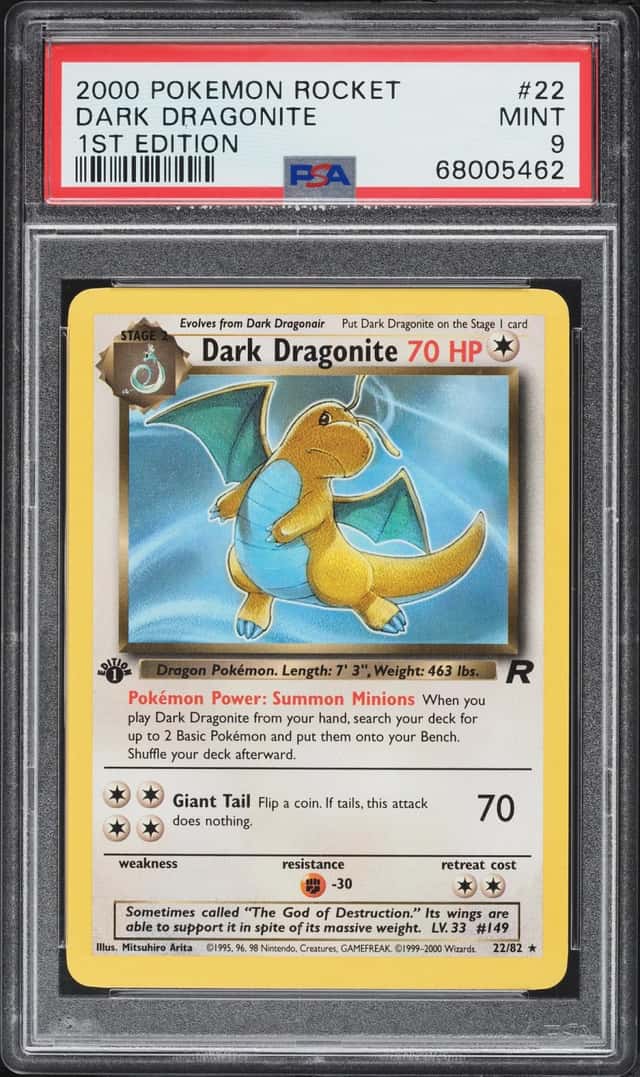 2000 Pokemon Team Rocket 1st Edition Dark Dragonite #22 PSA 9 MINT
