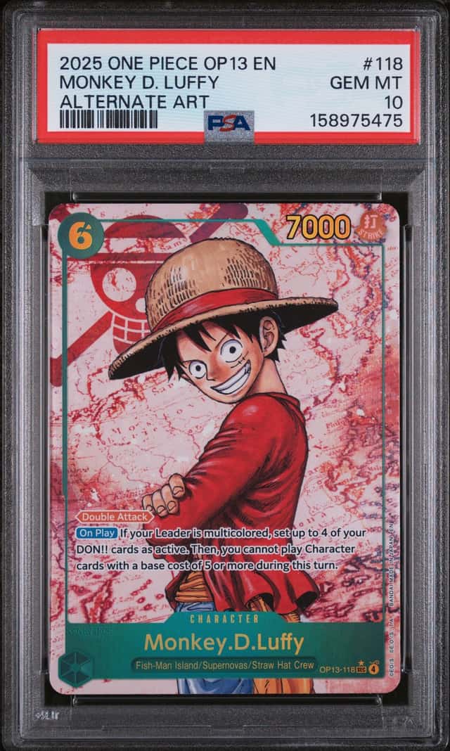 Monkey D Luffy Carrying on His Will PSA 10 Parallel Card #118 SEC OP13-118