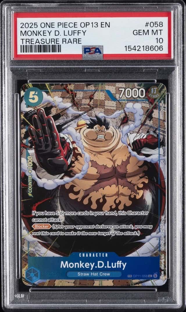 2025 ONE PIECE OP13-CARRYING ON HIS WILL TREASURE RARE MONKEY D. LUFFY PSA 10