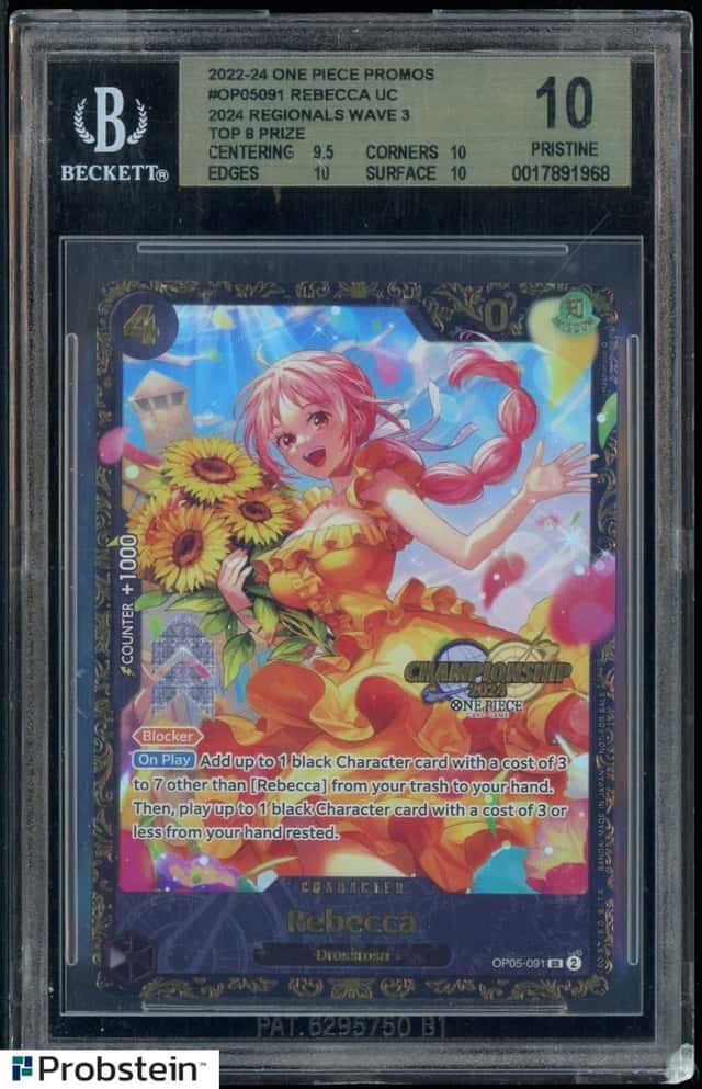 2024 One Piece EN OP05 Rebecca Regionals Wave 3 Top Prize BGS 10 PRISTINE