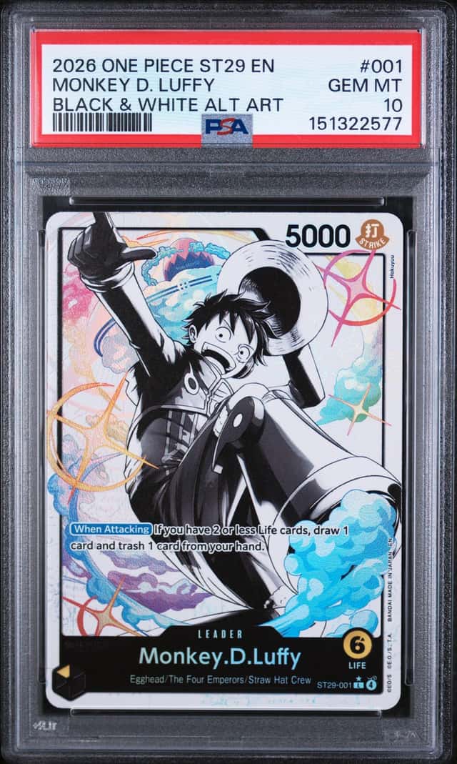 2026 ONE PIECE ST29 EGGHEAD BLACK & WHITE ALTERNATE ART MONKEY D LUFFY PSA 10