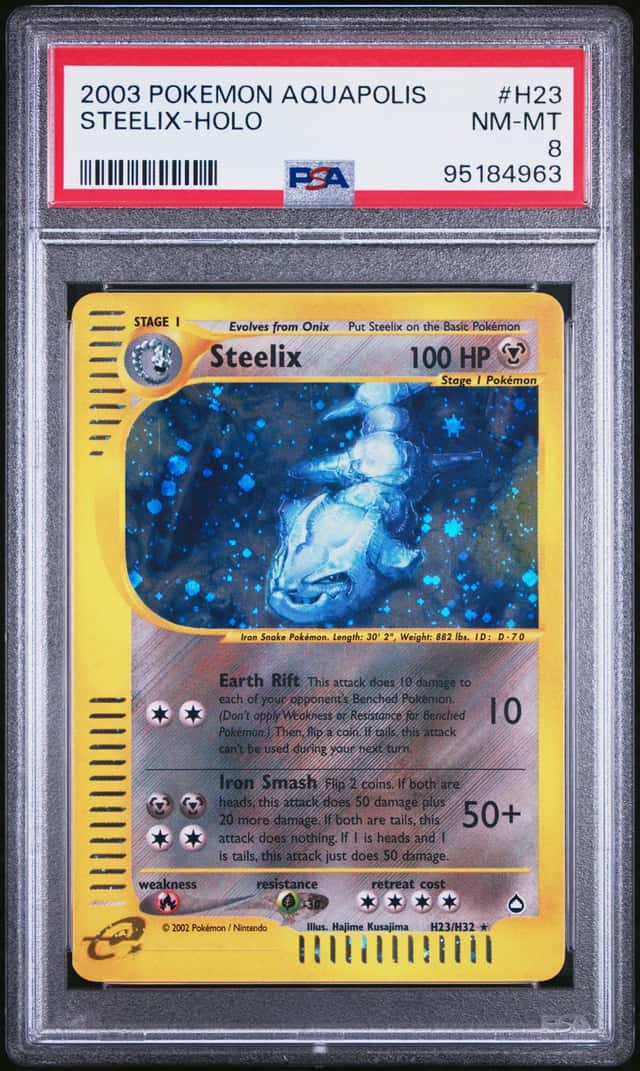 Pokemon Card - PSA 8 Steelix H23/H32 - Aquapolis Holo - NM-MT - PSA8