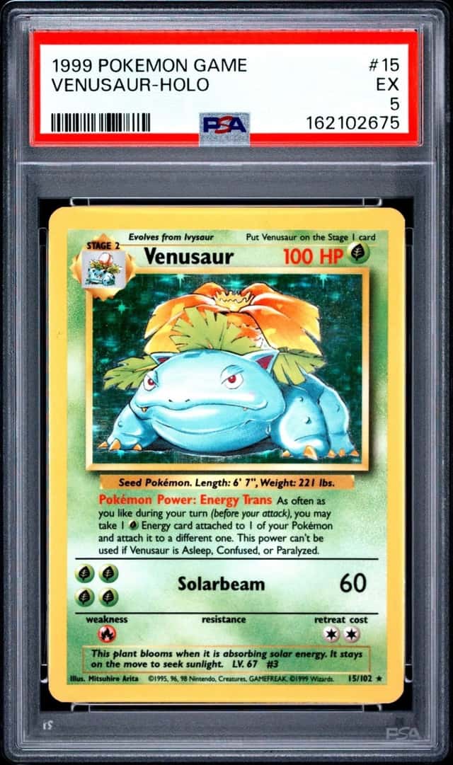 1999 POKEMON BASE SET UNLIMITED #15 VENUSAUR-HOLO PSA 5