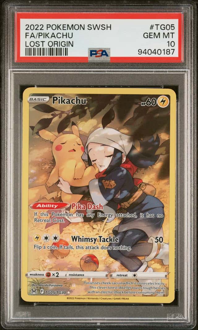 2022 Pokemon SWSH Lost Origin Rare Holo Pikachu PSA 10 #TG05/TG30
