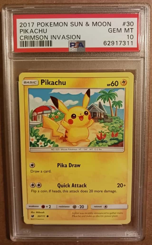 The Pokémon Company Pikachu 30/111 Crimson Invasion 2017 English PSA 10