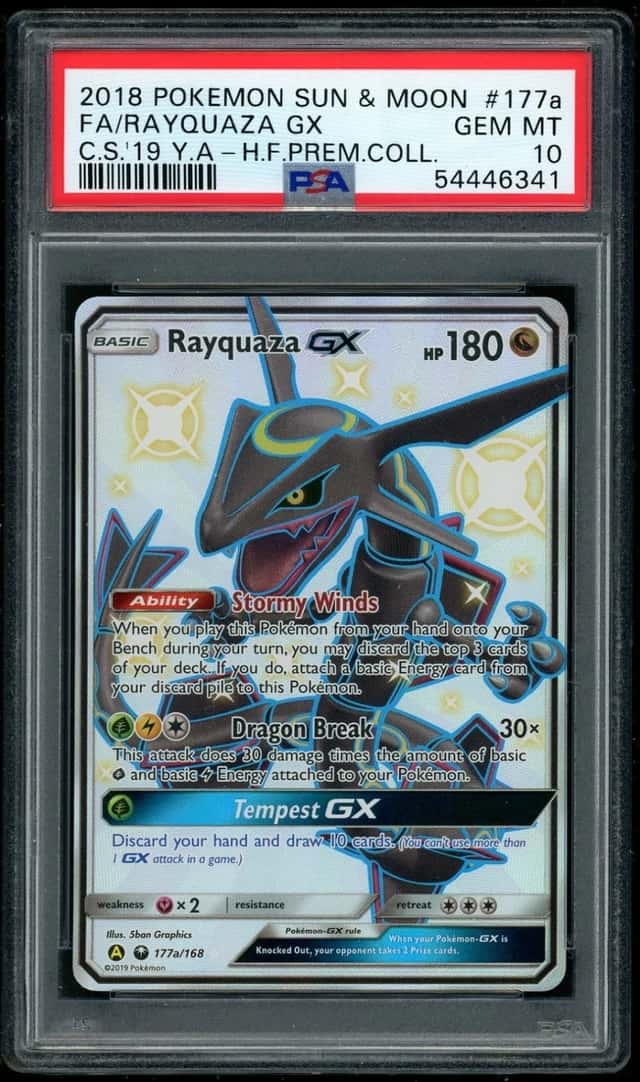 POKEMON RAYQUAZA GX 2018 S&M CELESTIAL STORM #177a C.S.'19 Y.A PSA 10