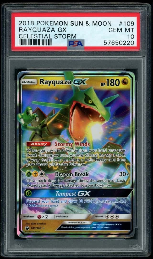 POKEMON RAYQUAZA GX 2018 SUN & MOON CELESTIAL STORM #109 PSA 10