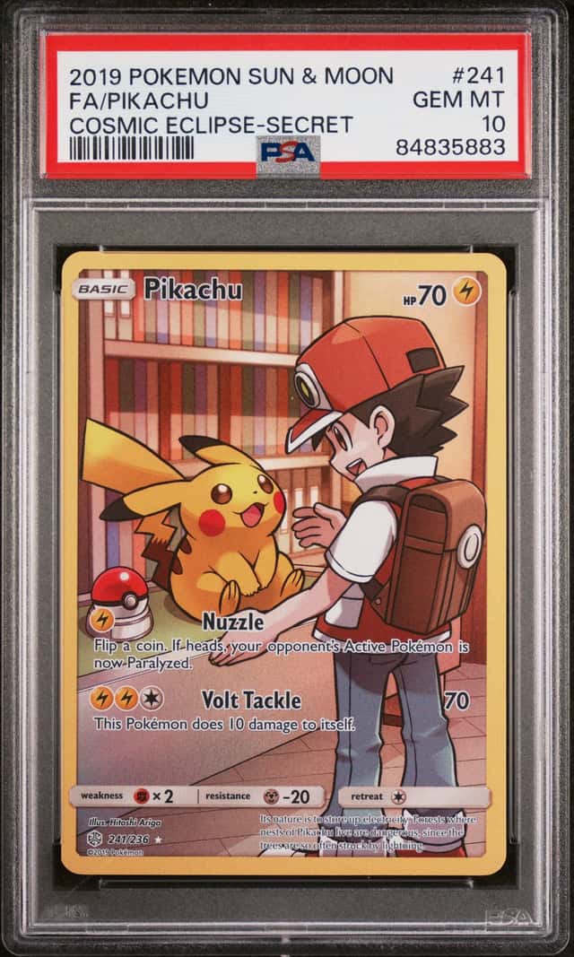 2019 Pokemon Sun & Cosmic Eclipse Secret #241 FA Pikachu PSA 10 GEM MINT