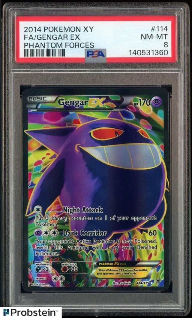 2014 Pokemon XY Phantom Forces #114 FA Gengar EX PSA 8 NM-MT