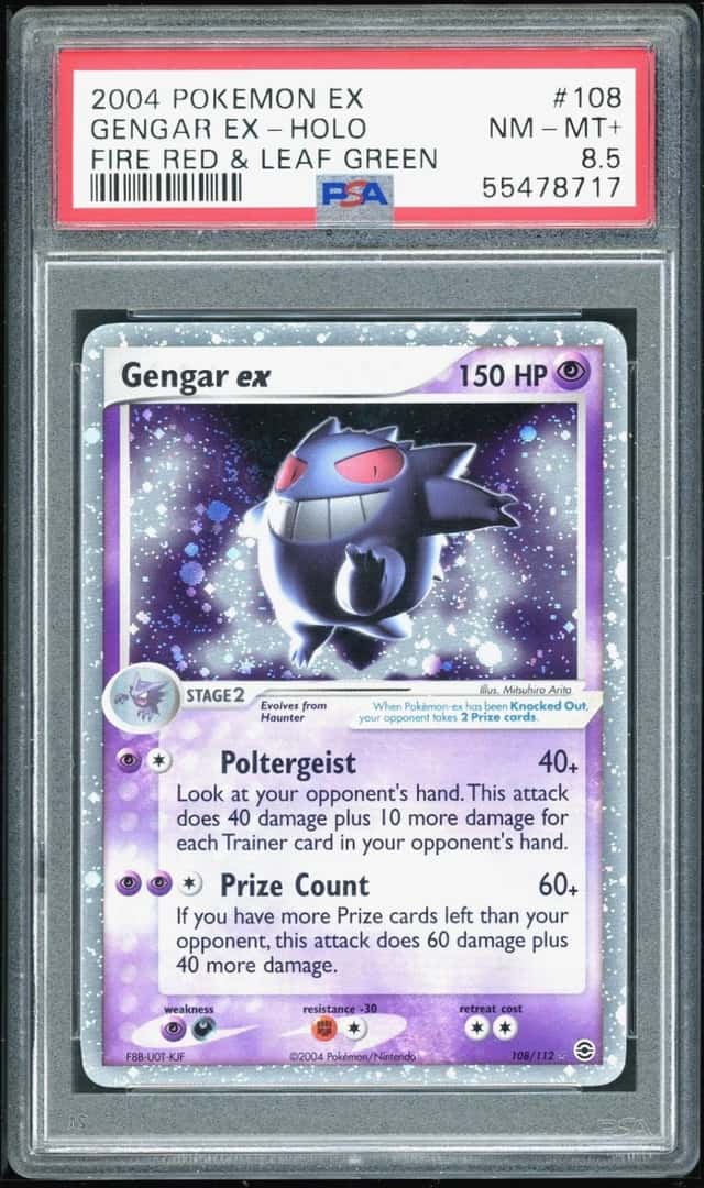 2004 POKEMON GENGAR EX-HOLO FIRE RED & LEAF GREEN #108 PSA 8.5 SWIRL