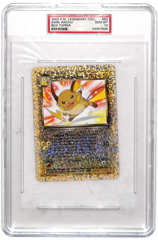 2002 Pokemon Legendary Collection Dark Pikachu Box Topper #S3 PSA 10 GEM MINT
