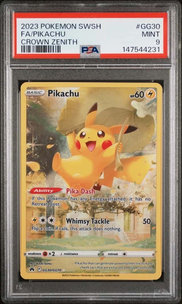 2023 POKEMON SWORD & SHIELD CROWN ZENITH #GG30 FULL ART/PIKACHU PSA 9