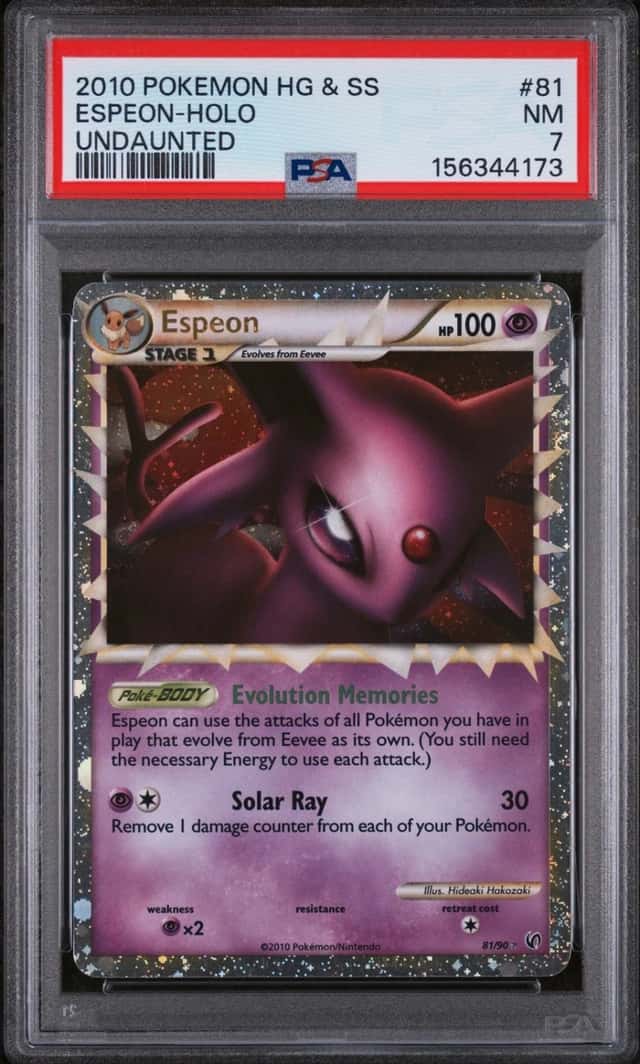 2010 POKEMON HEARTGOLD & SOULSILVER UNDAUNTED #81 ESPEON-HOLO PSA 7