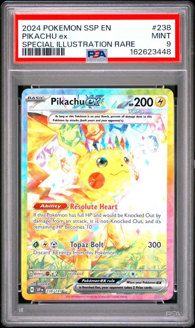 2024 POKEMON SURGING SPARKS SPECIAL ILLUSTRATION RARE #238 PIKACHU EX PSA 9