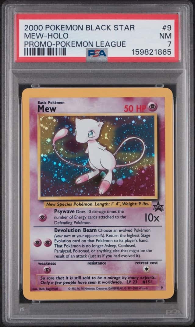 2000 POKEMON PROMO BLACK STAR POKEMON LEAGUE #9 MEW-HOLO PSA 7