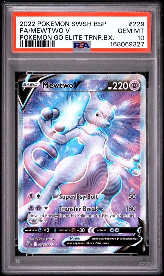 2022 POKEMON SWSH BLACK STAR PROMO #229 FULL ART/MEWTWO V PSA 10