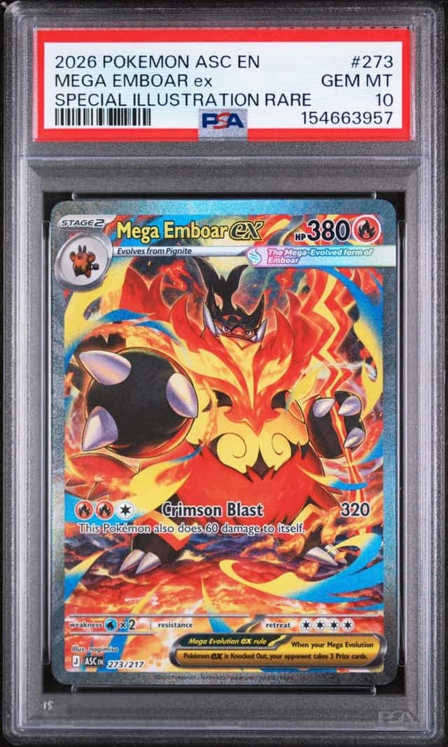 2026 POKEMON ASC EN-SPECIAL ILLUSTRATION RARE #273 MEGA EMBOAR EX PSA 10