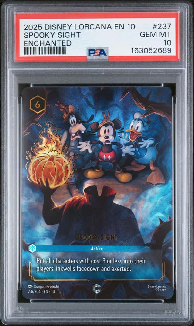 2025 Disney Lorcana Whispers In The Well Spooky Sight Enchanted #237/204 PSA 10