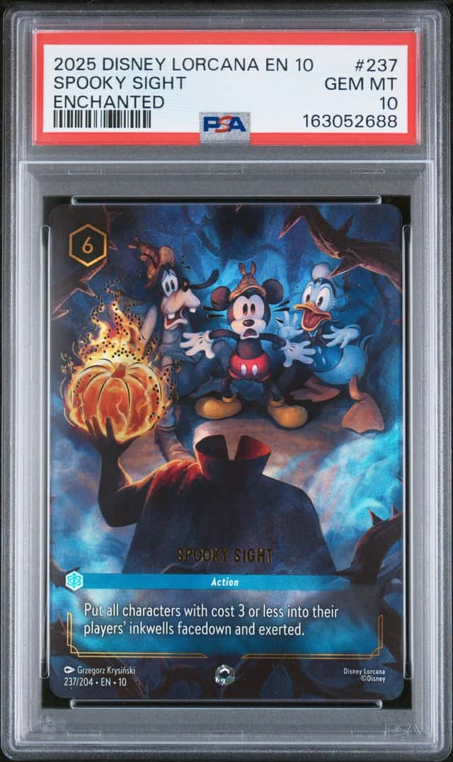2025 Disney Lorcana Whispers In The Well Spooky Sight Enchanted #237/204 PSA 10
