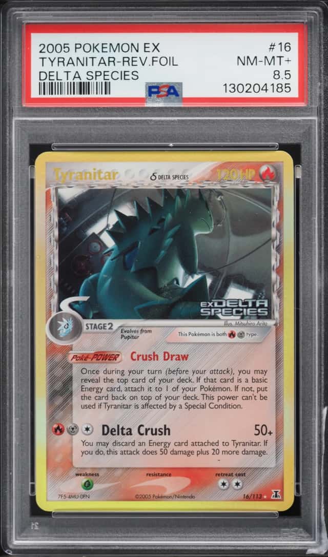 2005 Pokemon EX Delta Species Reverse Holo Tyranitar #16 PSA 8.5 NM-MT+