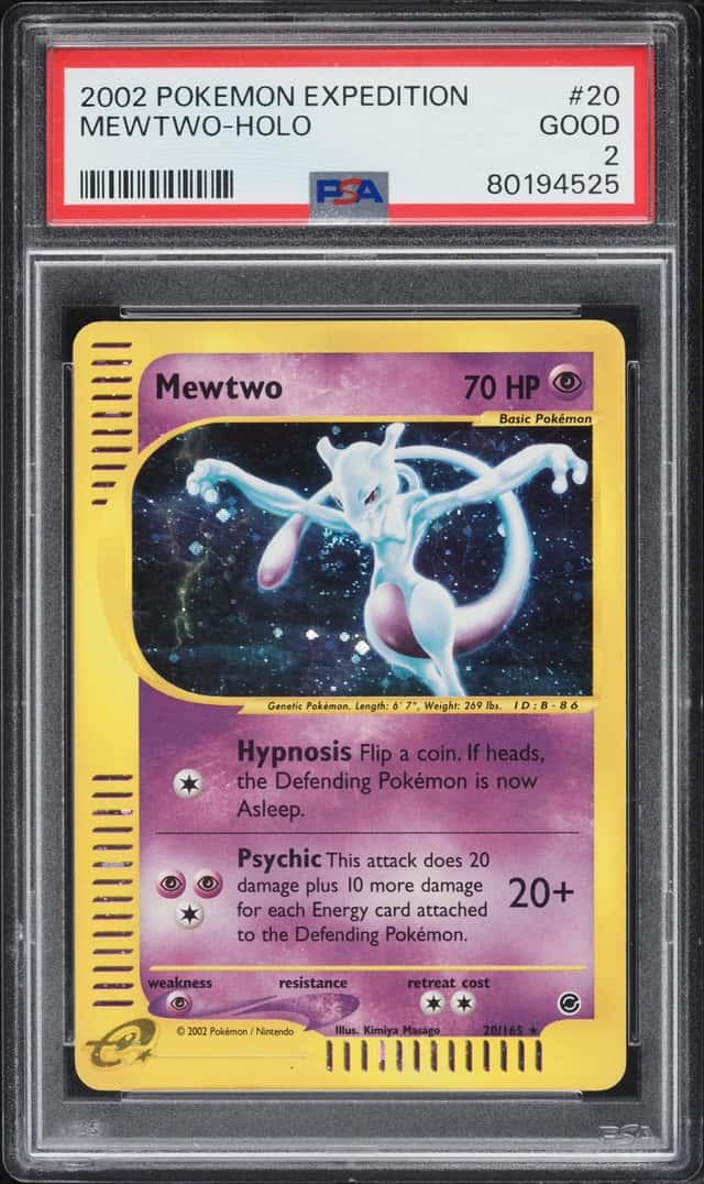2002 Pokemon Expedition Holo Mewtwo #20 PSA 2 GD