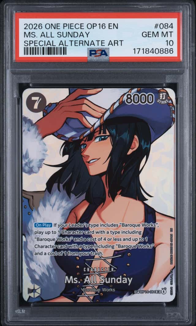 2026 One Piece OP16 EN Special Alternate Art #084 Ms All Sunday PSA 10 GEM MINT