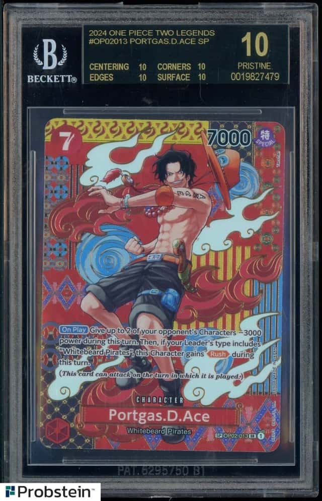 2024 One Piece English OP02-013 Portgas D Ace Special Alt Art BGS 10 BLACK LABEL