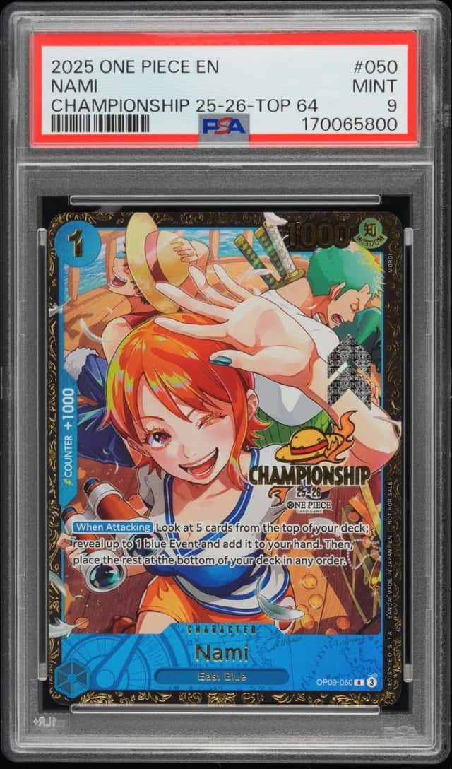 2025 ONE PIECE PROMOS CHAMPIONSHIP 25-26-TOP 64 #050 NAMI PSA 9
