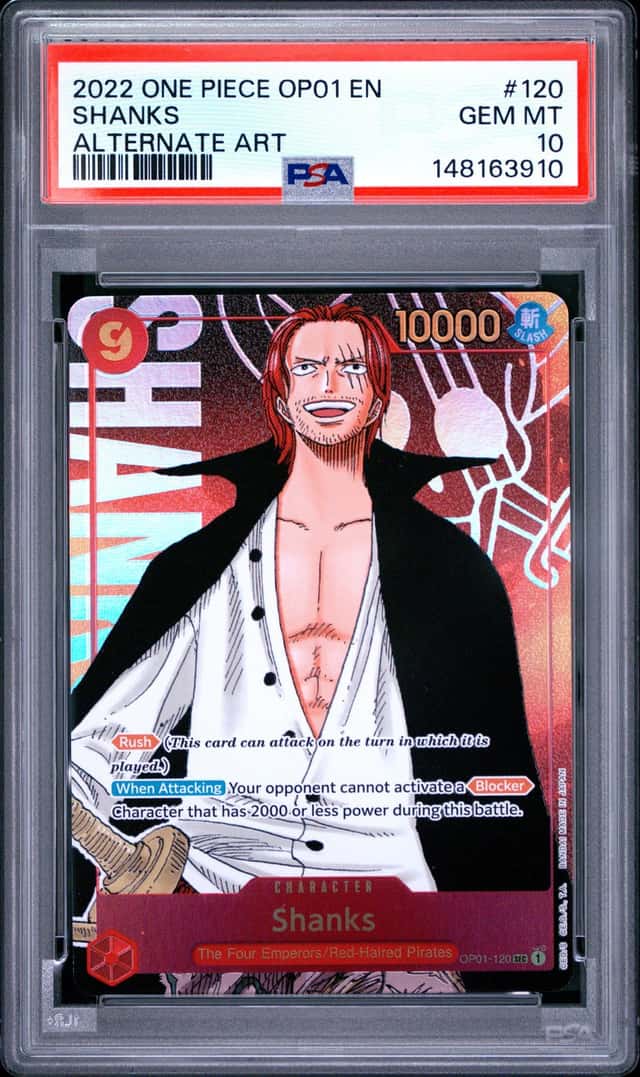 One Piece Shanks One Piece OP01 Romance Dawn 120 Alternate Art PSA 10