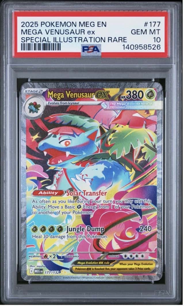 2025 Pokémon Mega 177/132 Mega Venusaur EX Holo Special Illustration Rare PSA 10